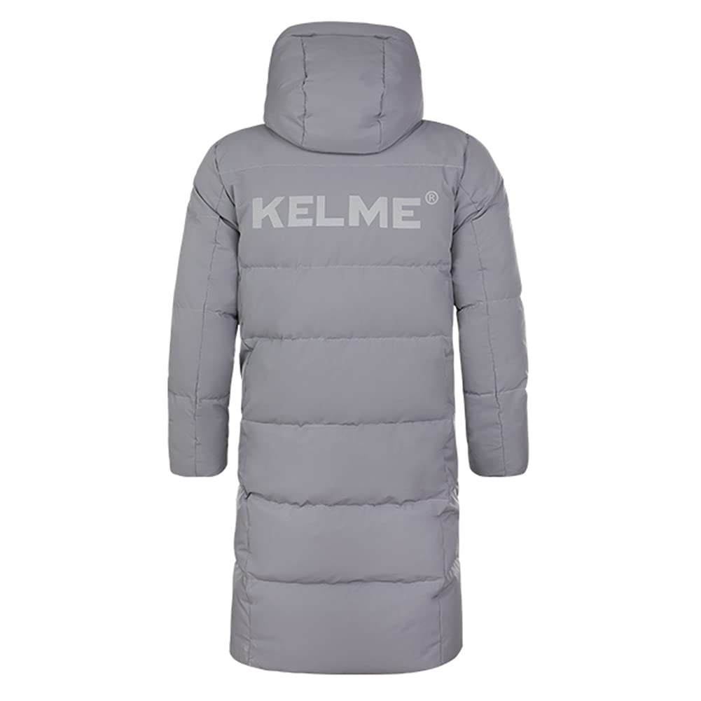 Kelme Men's Lightweight Down Bench Coat with Hood, Water-Repellent, and Outdoor Use (Gray, Size S)