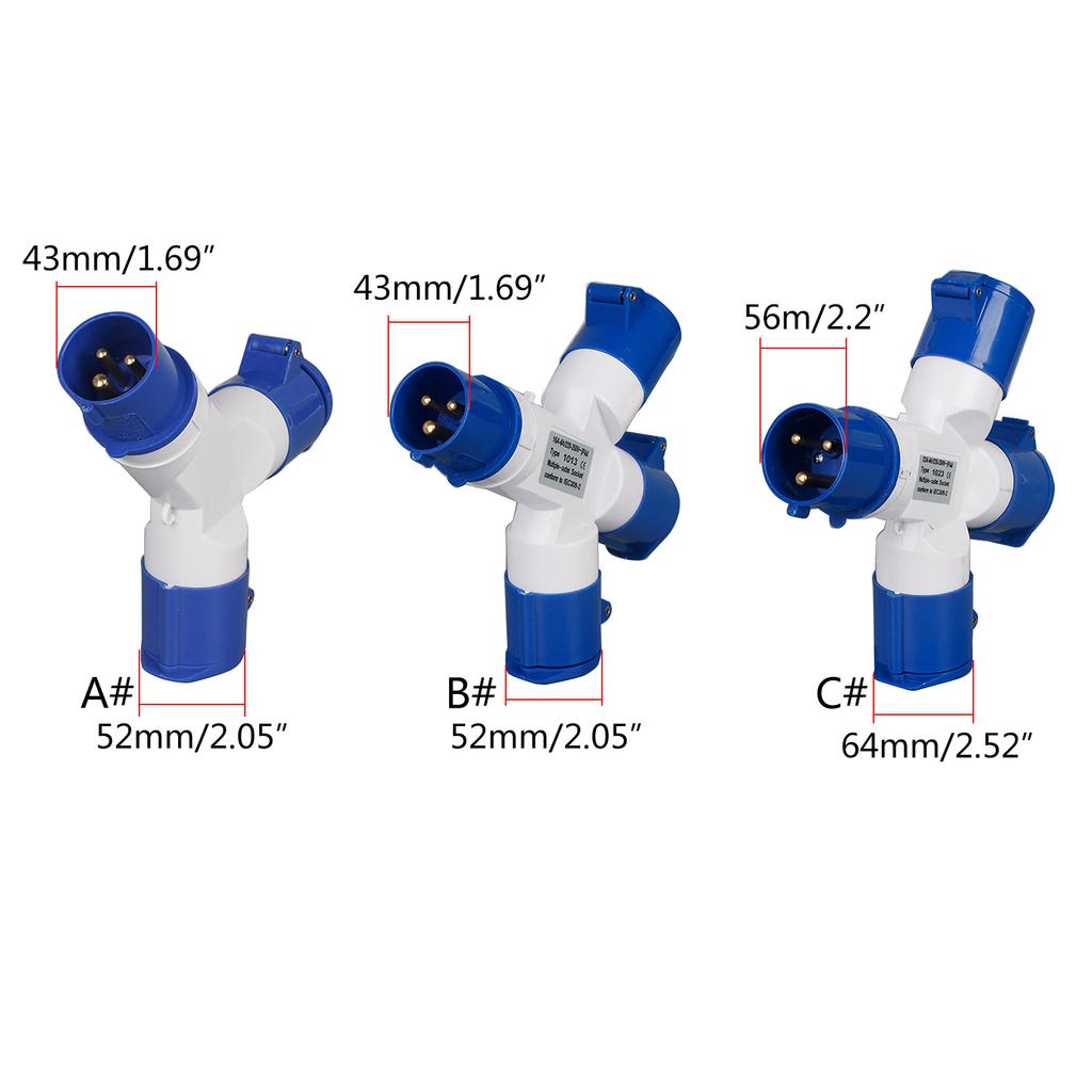 16A 2/3 căi Splitter rezistent la coroziune Adaptor de conectare la rețea electrică pentru rulote și caravane