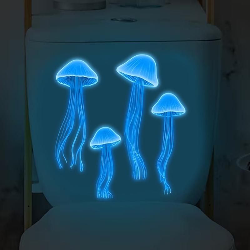 Autocollants Muraux Méduse Luminescents Autocollant Toilettes Décoration Murale Salle de Bain Auto-Adhésif Amovible Autocollant Voiture Décoration Intérieure