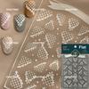 Delicate White Lace Bowknot Simulated Fabric Ribbon Silver Stamped Noble Rhinestone 5D Adhesive Nail Art Sticker Manicure Decal