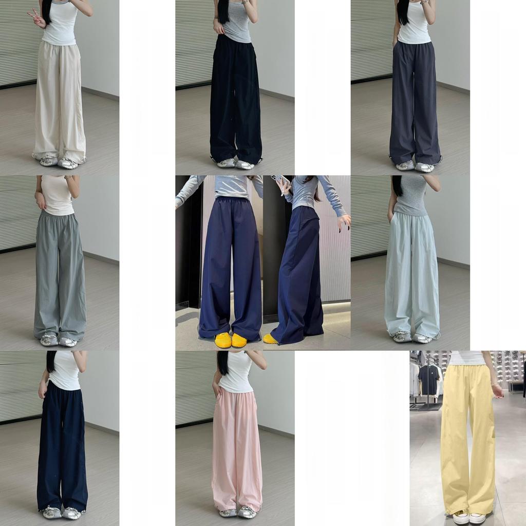 Womens Cargo Pants Summer Thin High Waist Wide Leg With Pockets For Casual Streetwear