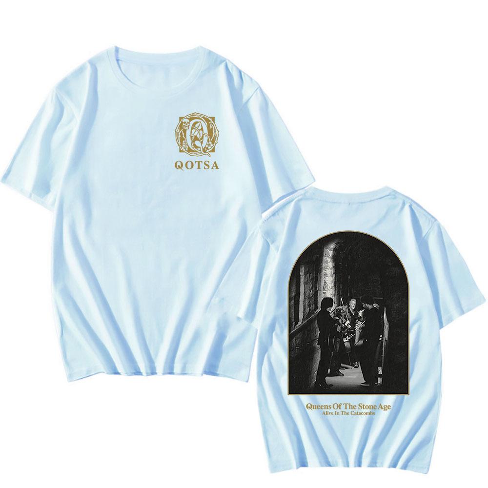 2025 Alive In The Catacombs TShirt QUEENS OF THE STONE AGE QOTSA Tshirts Rock Band Grunge Fashion T Shirt Summer Cotton Unisex Tee