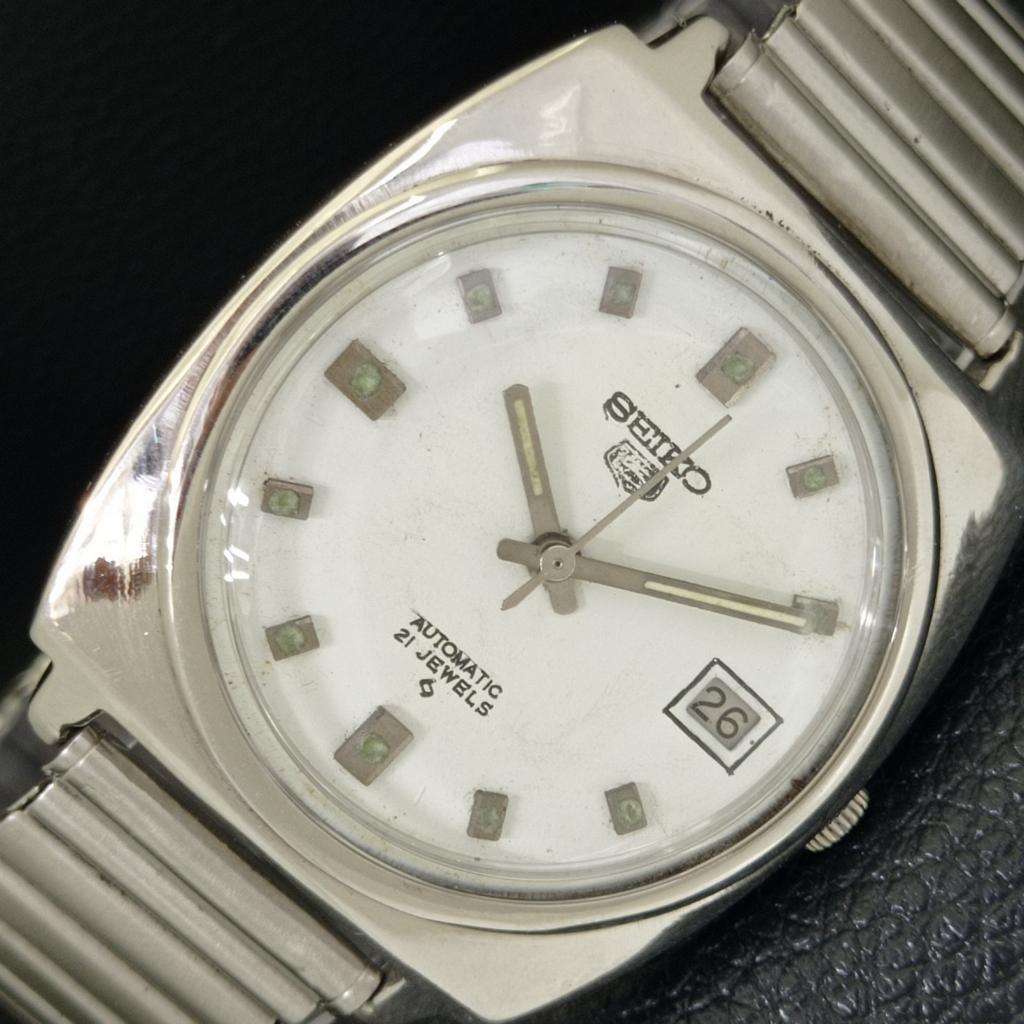 

GENUINE VINTAGE SEIKO 5 AUTOMATIC 7005A JAPAN MENS WHITE DIAL WATCH a702302-5 R124-a702302