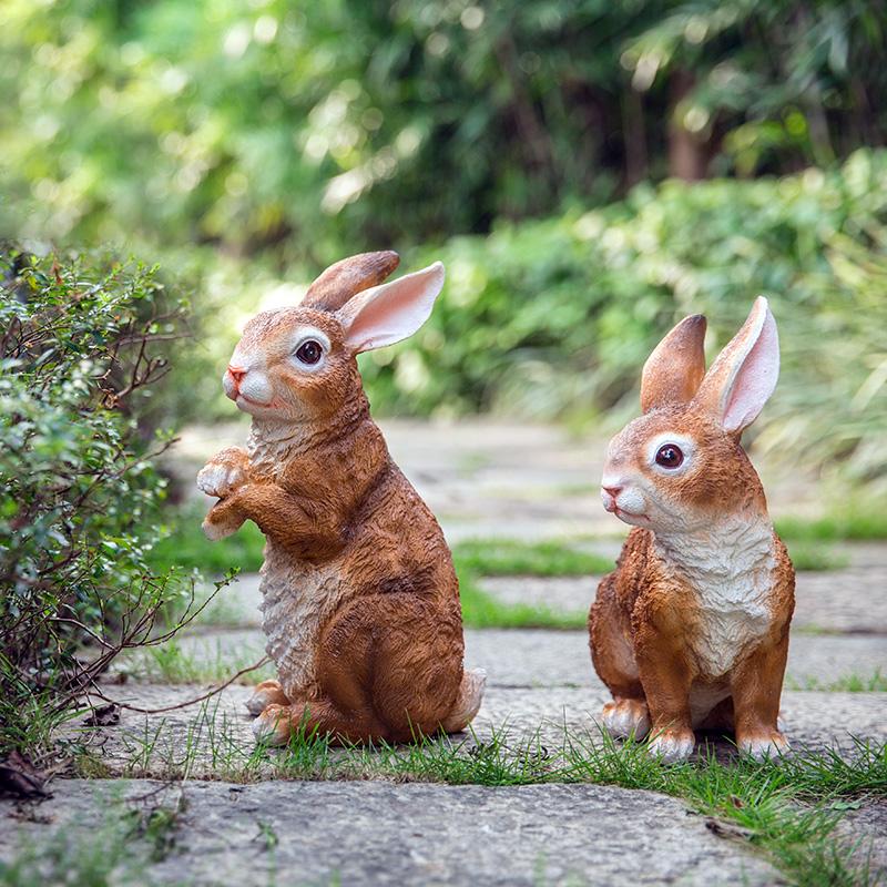 Creative Outdoor patio Resin Simulation rabbit Garden decoration crafts grass landscape sculpture Resin animal Home decoration