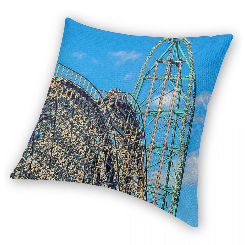 Six Flags Great Adventure El Toro & Kingda Ka Pillowcase Polyester Linen Velvet Creative Zip Throw Pillow Case Bed Cover 18"
