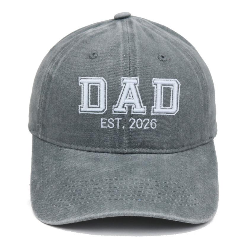 Dad Mom Waterwashed Cotton Baseball Cap With Embroidery For Casual Outdoor Wear