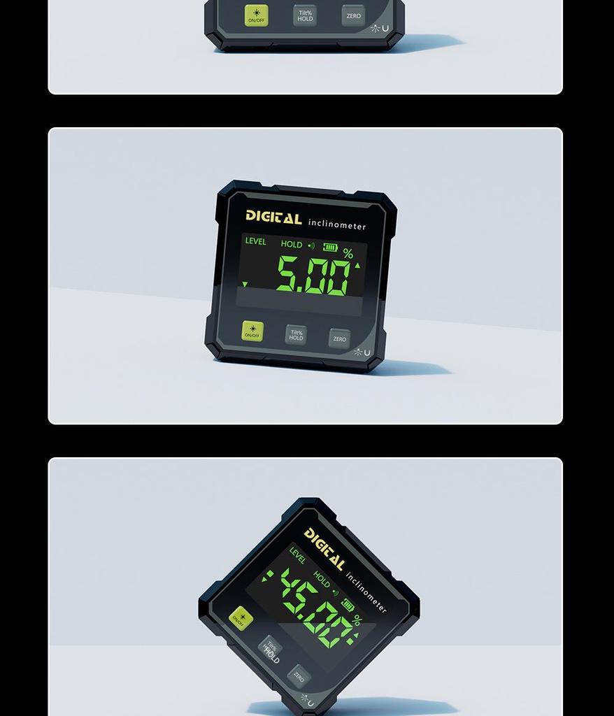 LED Digital Inclinometer Box with Backlit Display Angle Level Meter