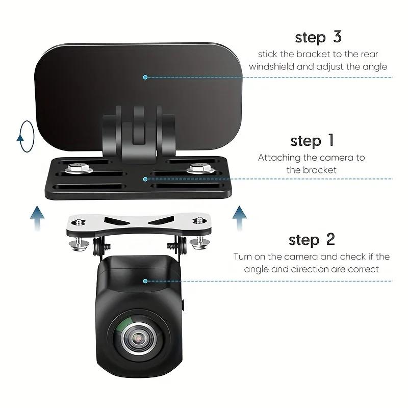 Rearview Camera Mount for SUV Automobile Lightweight Design with 180° Adjustable Angle Easy Install with Self-Adhesive Tape