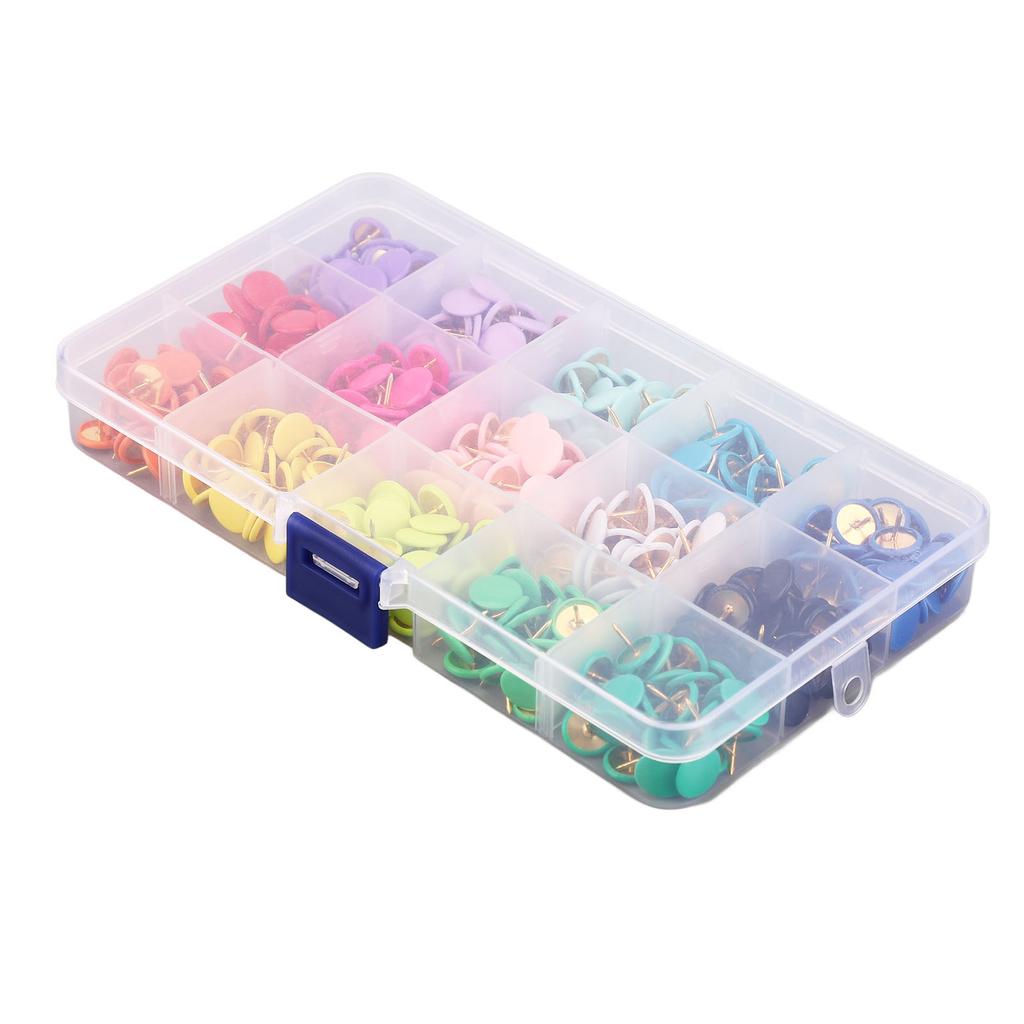 1 Schachtel Reißnägel 15 Farben Farbige gummierte Flachkopf Malerei Dekorative Reißnägel Pinnadeln Mit