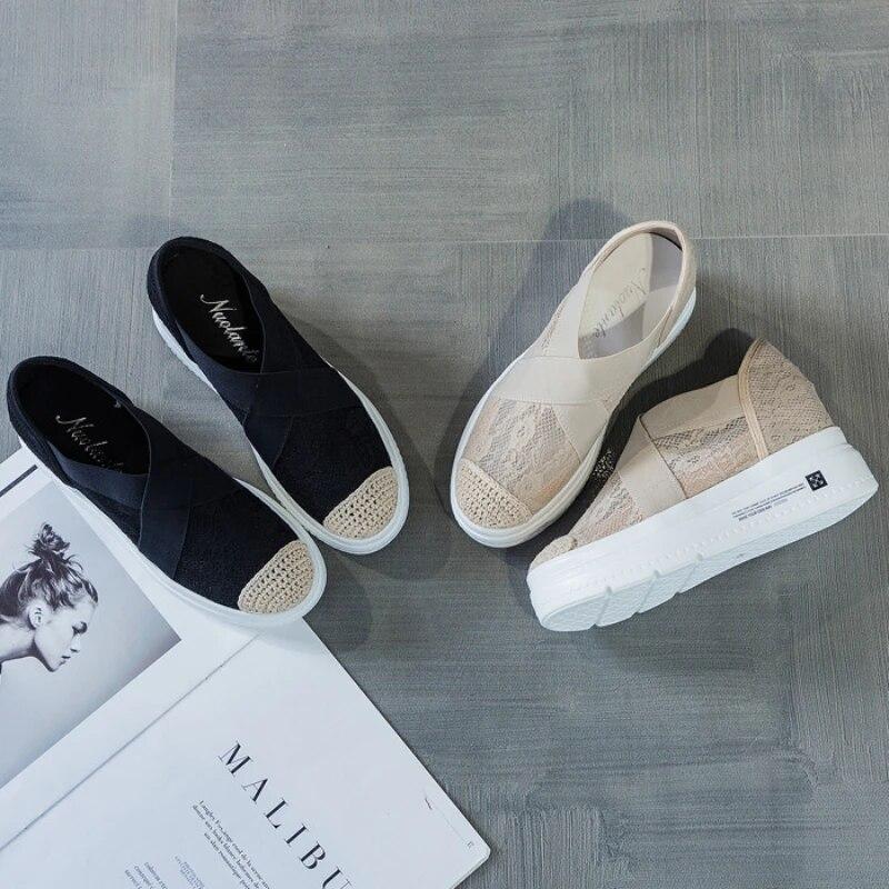 Rome Platform Sneakers Women Summer Comfortable N-slip Casual Shoes Thick Bottom Round Toe Loafers Zapatillas De Mujeres