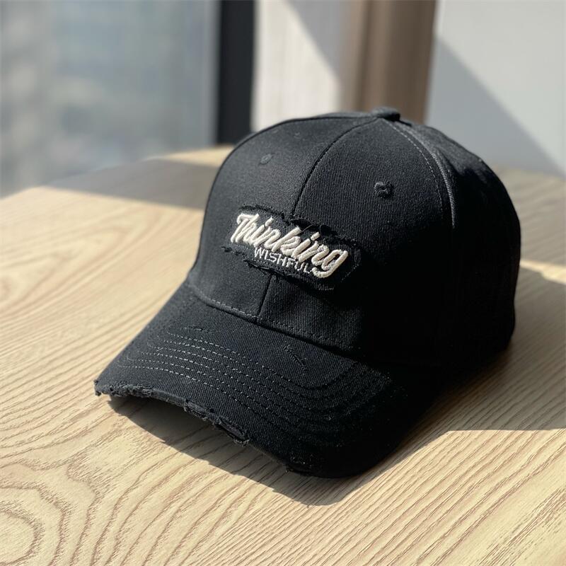 

New Embroidery Thinking Spring and summer hard-top baseball hats for women in Korean style, which highlight the face and feature a small duckbill Adult54-60Adjustable чёрный