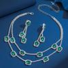 Geometric Double Layer Collar Necklace With Water Diamond Pendant For Women