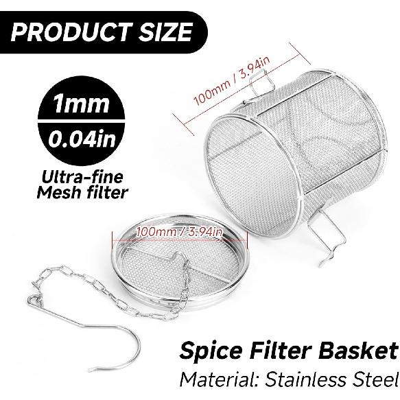 Seasoning Strainer Large Stainless Steel Tea Infuser, sieve fine mesh with Extended Chain Hook for Brew Loose Leaf Tea, Seasonings Cooking, Ice Cube