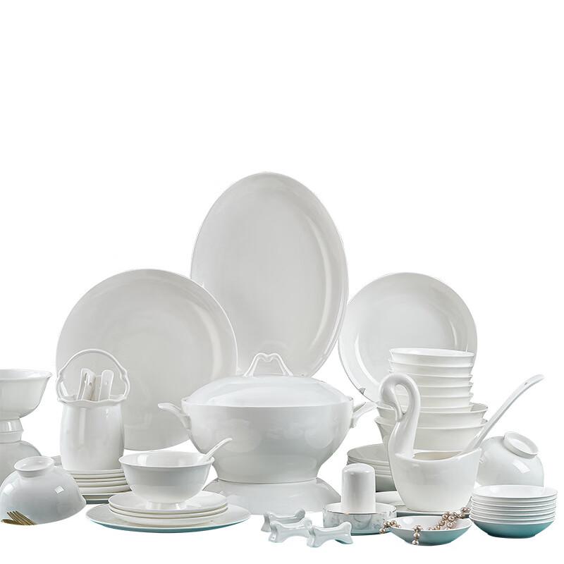 AQ Jingdezhen All-White Ceramic Dinnerware Set