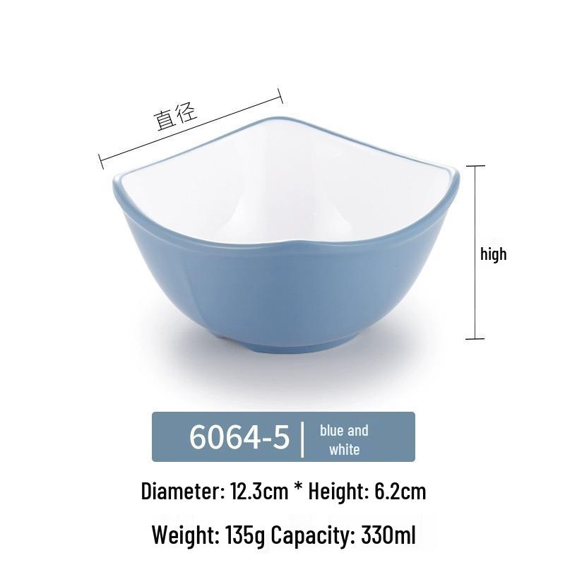 Melamine Imitation Porcelain Square Bowl – Plastic Soup, Dessert, BBQ, Bibimbap, Small Dish for Fast Food.