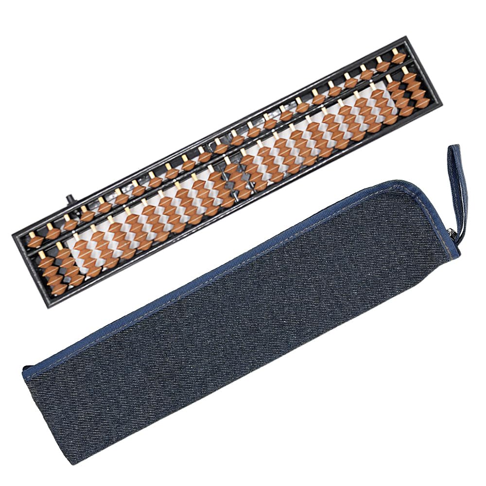 Nanairokan One-Touch Abacus, 23-Digit, 4-Bead Standard, for Elementary School Students, Math Learning, Mental Calculation (Main Unit + Denim Case)