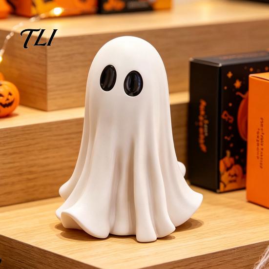 Herfst Home Tafeldecoraties Schattig Wit Spook Hars Beeldje, Grote Ogen Figuur, Halloween Tafelblad Decoratie, Buiten Tuin Decor Spookachtig Binnen