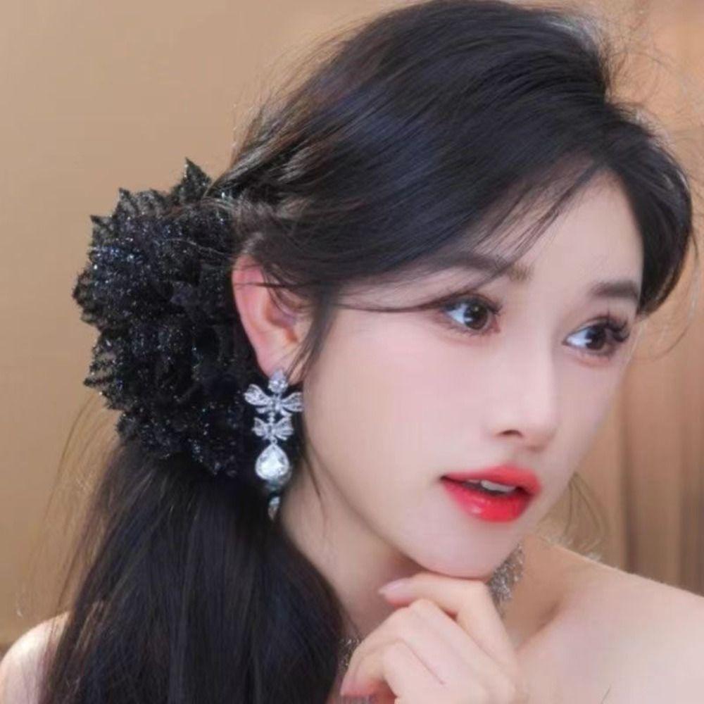 Double Sided Hair Clip Gauze Flower Hair Accessories Elegant Hairpin
