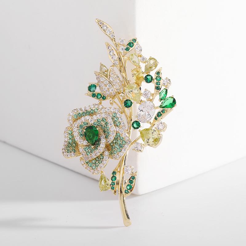 Women Wedding Flower Brooch Crystal Rhinestones Zircon Pin Clothing Accessories