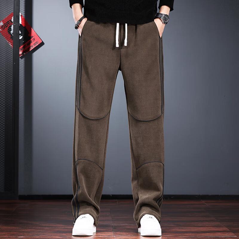 Jie Leino Men s Thick Striped Patchwork Corduroy Straight-Leg Casual Pants S (90-115 Jin)
