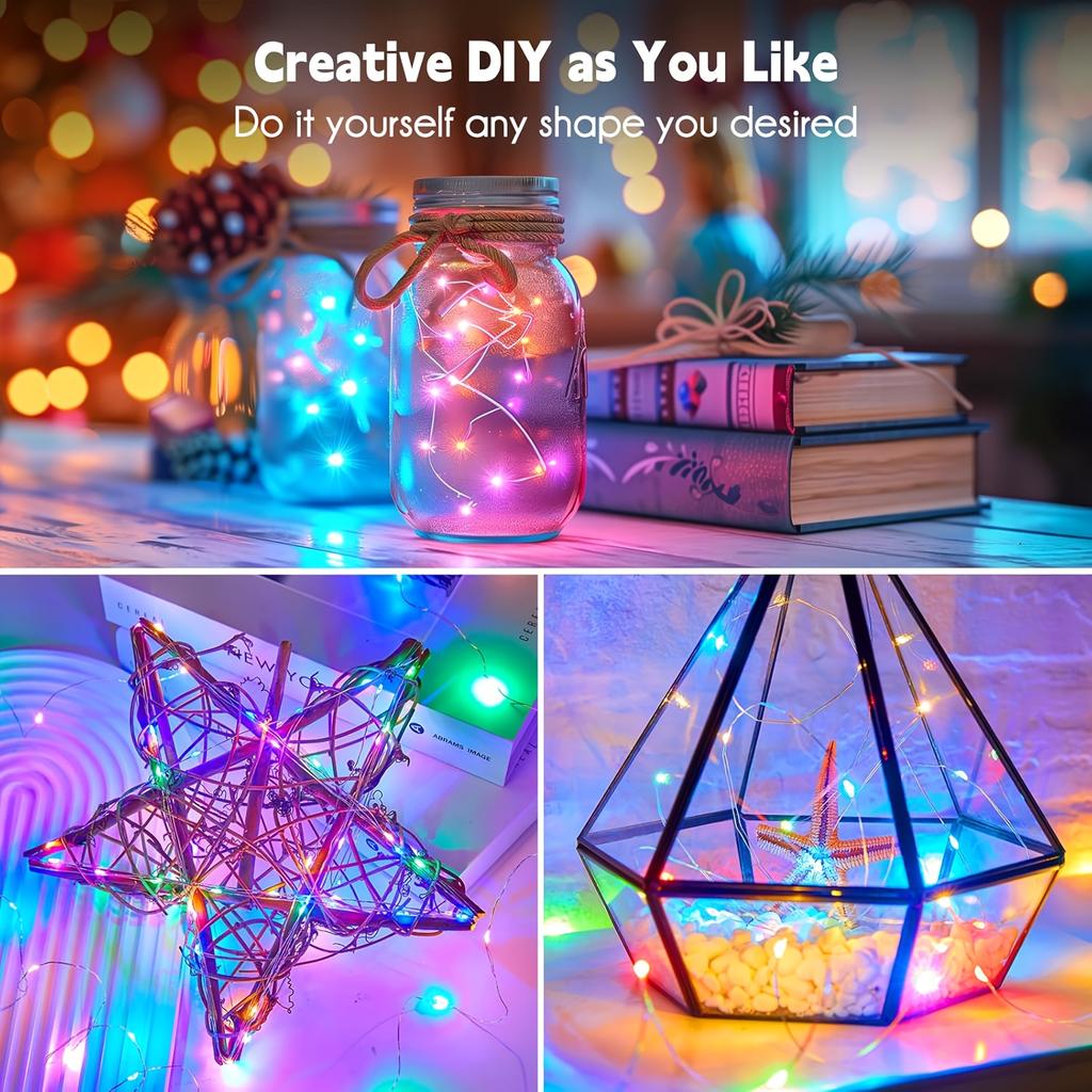 Romantic USB LED String Lights Waterproof Copper Wire Fairy Light with Remote Control 8 Modes for Bedroom Living Room Christmas Party Decor