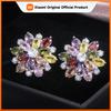 Huitan New Arrival Gorgeous Big Flower Stud Earring for Women Wedding Engage Dance Party Noble Brilliant Zircon Stone Earrings