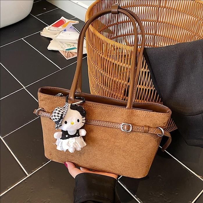 Pu Suede Shoulder Bag For Women With Zipper Closure And Inner Pouch For Daily Use