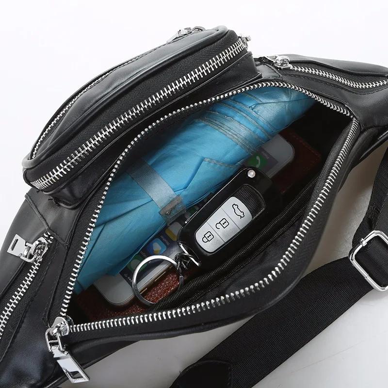 Women Chest Pack Punk Bag Solid PU Leather Handbag Women's Belt Waist Bag Women Waist Pack Cell Phone Bags