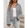 Women's Striped Cardigan Casual Long Sleeve Button-Up Loose Knitted Sweater