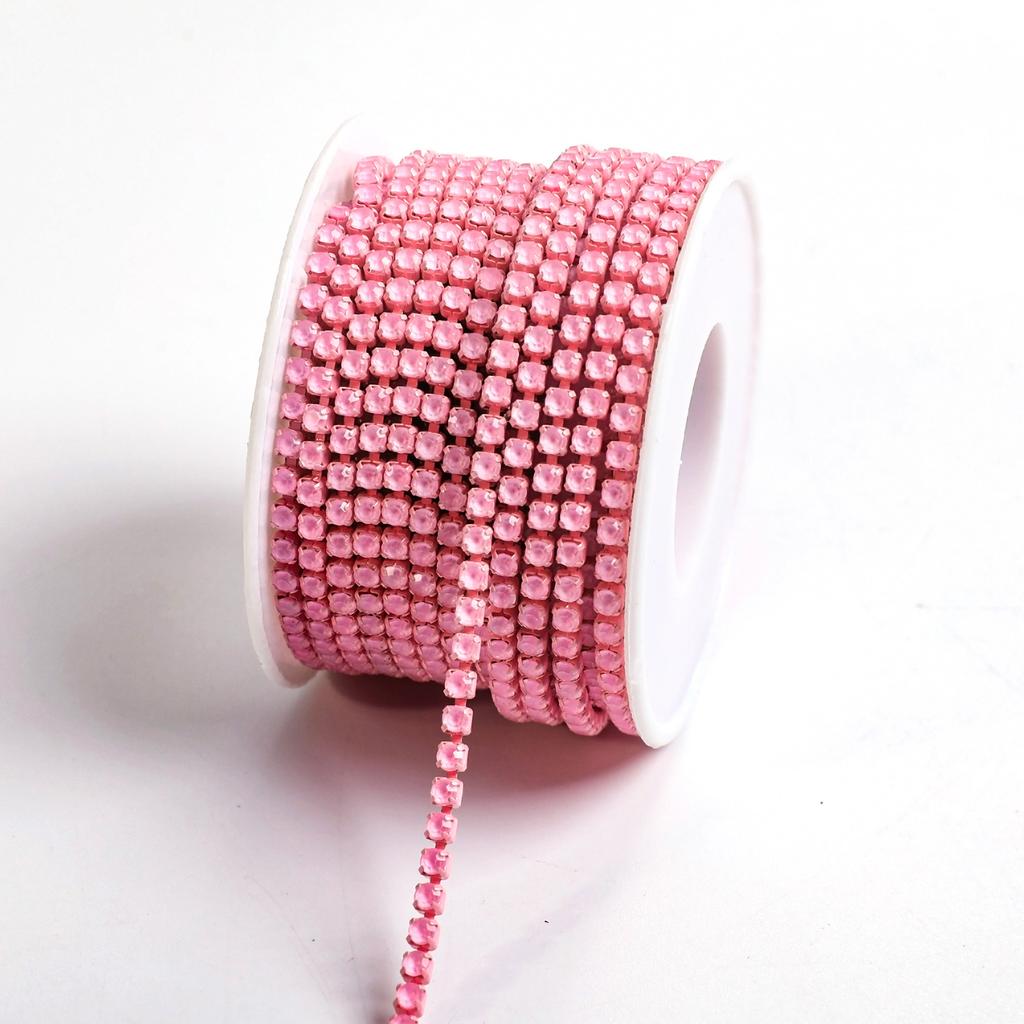 Dust Claw Chain Electroplated Glass Rhinestone Diamond Chain Colored Mocha, Single Row Metal Dense Claw Chain Diy Electrophoretic Clothing Decoration
