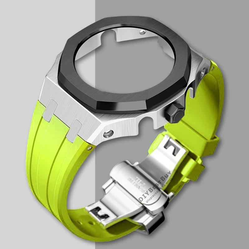 Ny Gen5 Casioak-fodral i rostfritt stål för G-Shock GA2100 Mod-kit Modifieringssats Metallram gummiband för GA2110 GAB2100