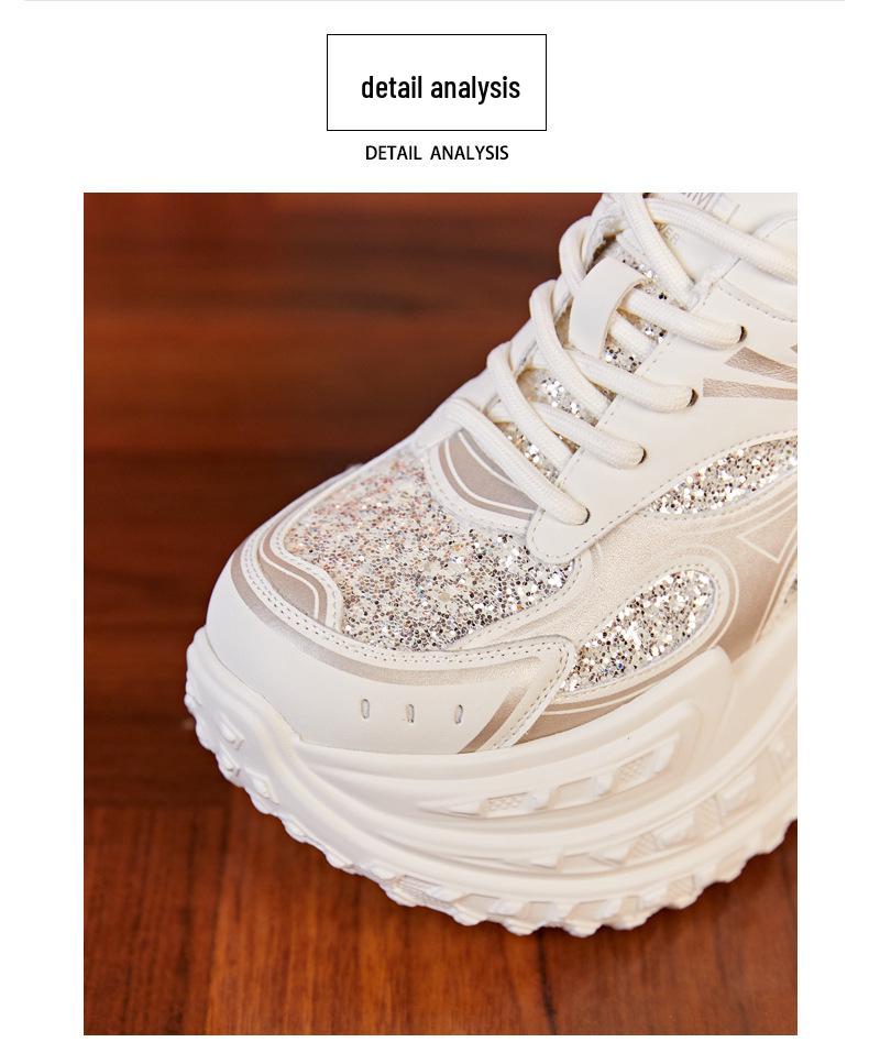 Women's 2024 Autumn Versatile Thick-Soled Hidden Heel Dad Shoes - Breathable Platform Casual Sneakers
