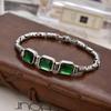 New Chinese Punk Style Men's Bracelet Green Crystals Auspicious Pattern Retro Unisex Fashion Accessory Trendy Streetwear Jewelry