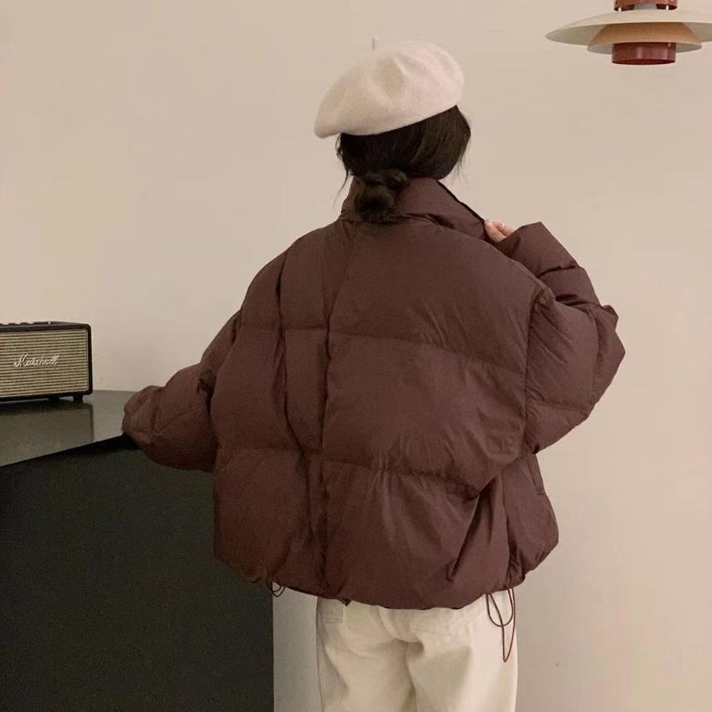 

Пуховая хлопковая одежда женская зимняя новая стойка воротник короткая маленькая одежда-хлеб пуховая хлопковая одежда куртка XXL темно-коричневого