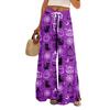 Women Summer Boho Palazzo Pants High Waist Wide Leg Halloween Printing Casual Trousers With Pockets