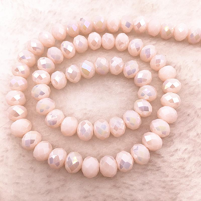 30pcs/lot 8mm light pink Rondelle Austria Faceted Crystal Glass Beads,Wheel Beads,Transit Beads,For Bracelet Jewelry Making #12