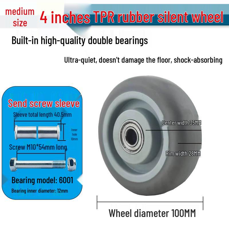 Nylon Swivel Caster Wheels: 2-6 inch Heavy-Duty Rubber & Flat Plate Options