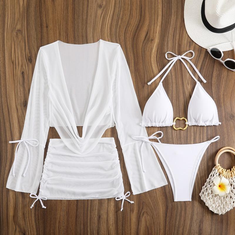 Spot European and American new fashionable and sexy four-piece bikini swimsuit women's bikini foreign trade swimsuit