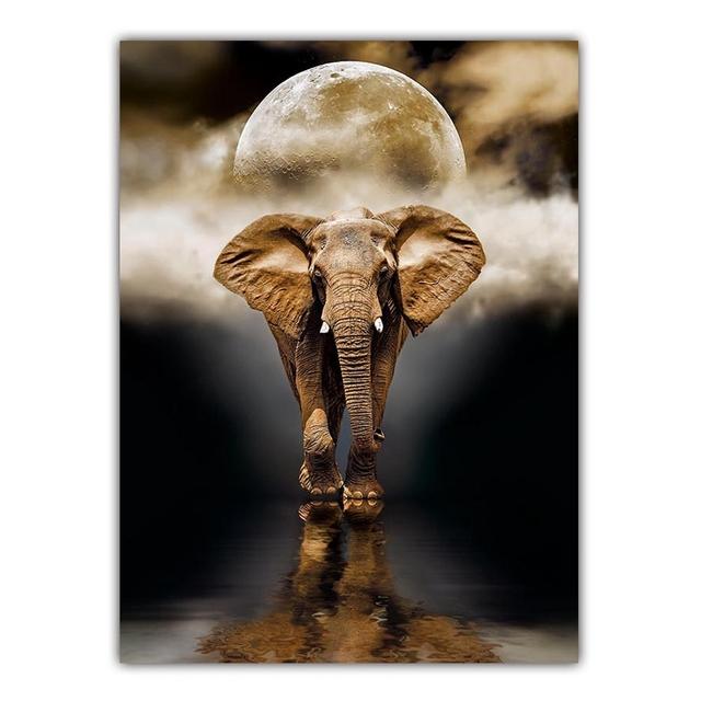 

Картина на холсте с изображением слона, эстетический постер с изображением животных, настенная живопись в офисе, гостиная, спальня, коридор, украшение для дома, настенная живопись без рамки 21*30cm No Frame