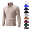 Suéter masculino com meio zíper, pulôveres de inverno, quente, gola alta, gola alta, suéter de malha de algodão, cor sólida, moletom masculino