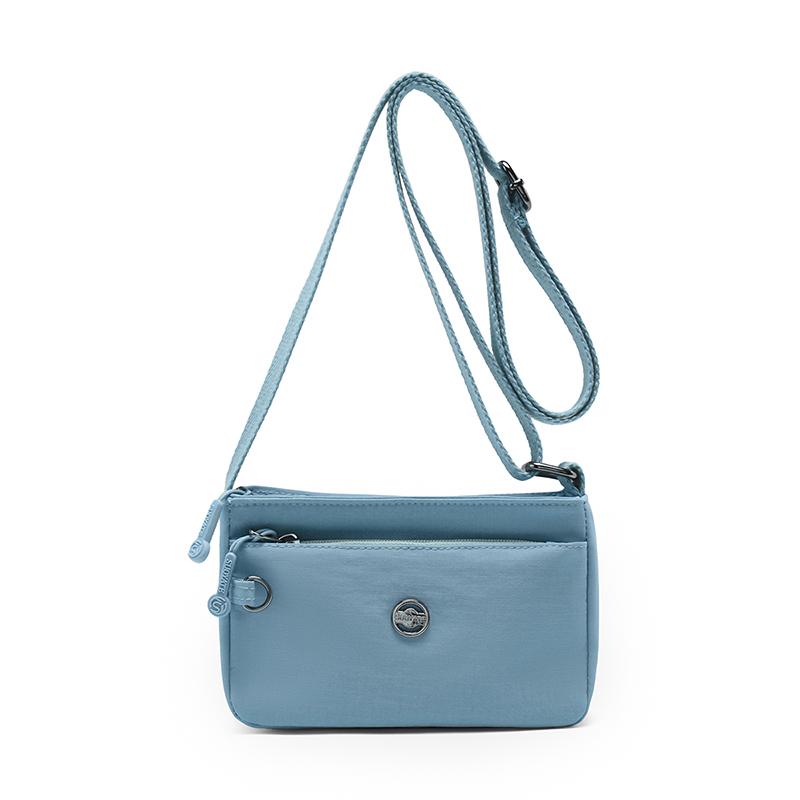 Small Square Bag Women's Lightweight Nylon Multi-Layer Shoulder Crossbody Bag