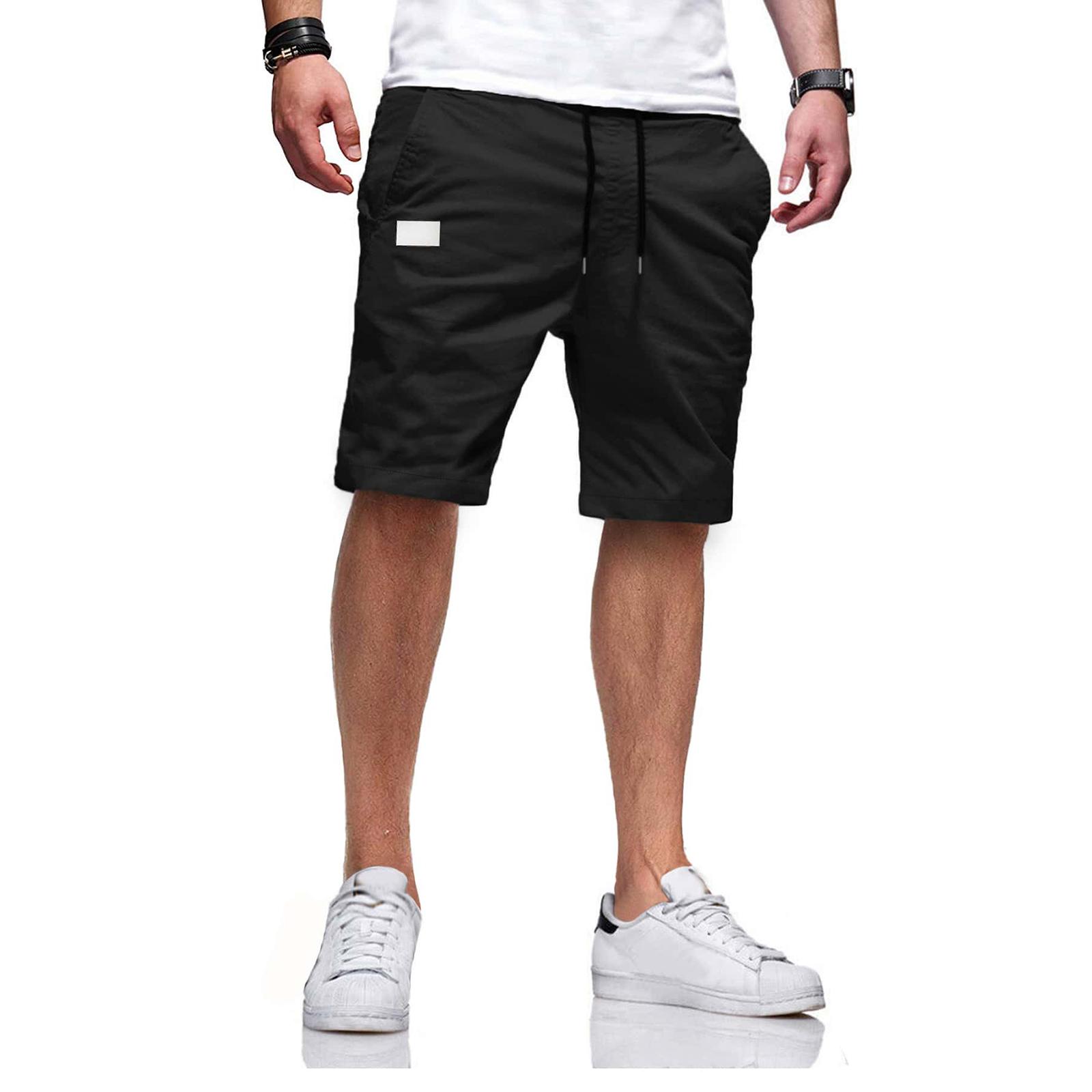 

Summer Men s Cotton Color Sports Shorts Casual Comfortable Straight Leg Shorts XXXL чорний