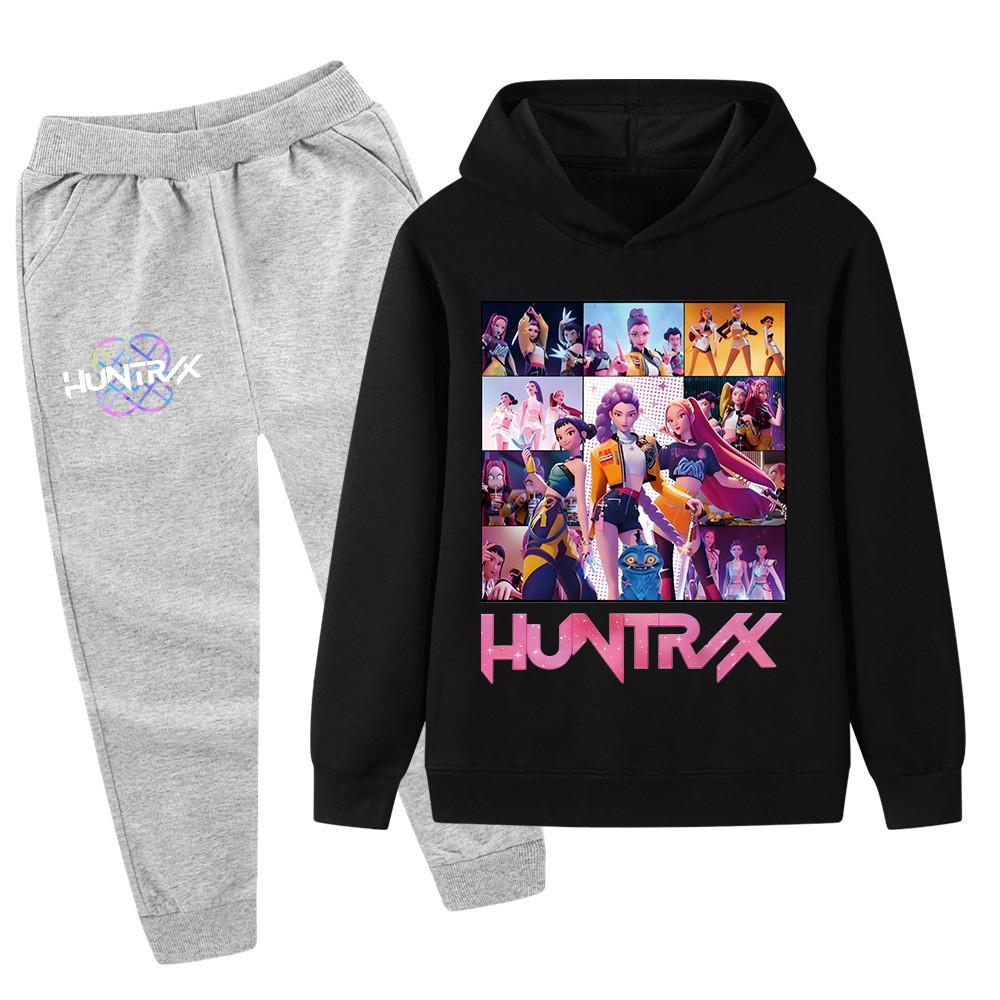 PB1250 Kinder Jungen Mädchen Kpop Mira Zoey Rumi Druck Langarm Kapuzenpullover Hose Hose Kleidung Sets