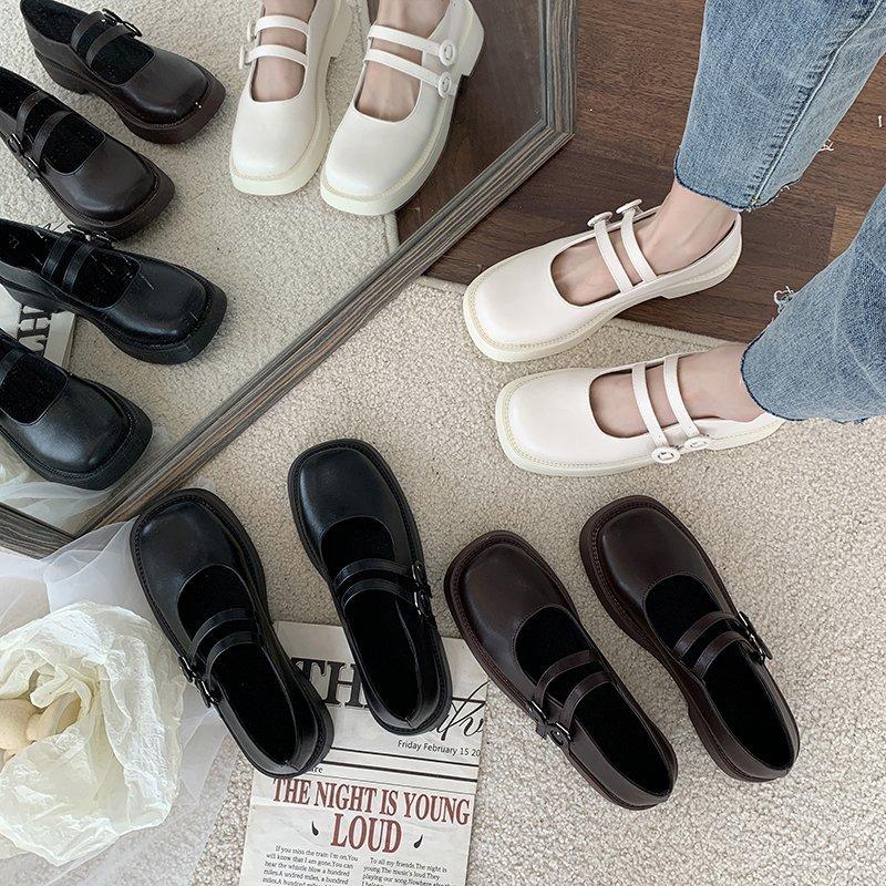 Primavera 2021 Nuevos zapatos de mujer Ma Zapatos pequeños de cuero  Mid-heel Zapatos individuales cómodos y transpirables comprar a buen precio  — entrega gratuita, reseñas reales con fotos — Joom