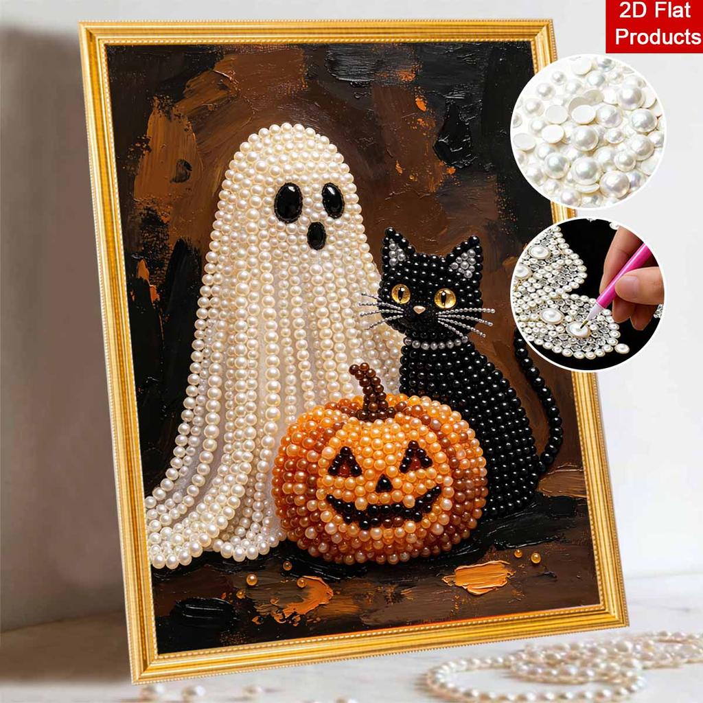 Halloween ghost black cat pumpkin pearl painting art kit handmade diy home decorations