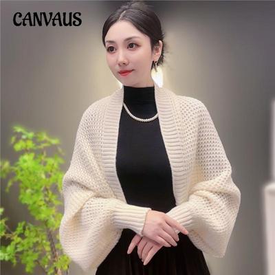 Figurbetonter Waffel-Langarm-Stilvoller Cardigan Warmer Strickschal für Herbst- und Wintermode Modischer und vielseitiger Schal Oberbekleidung
