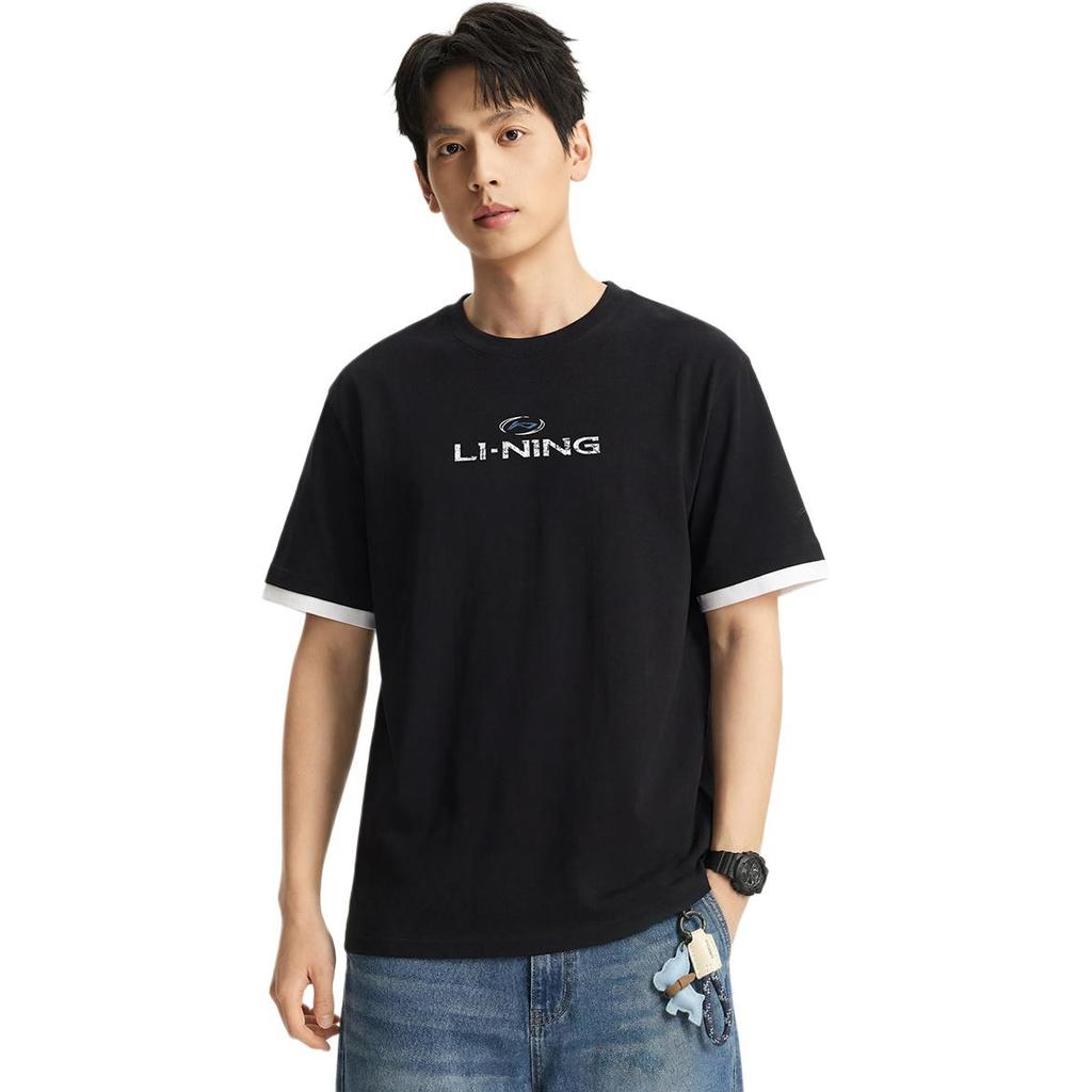 Li Ning Sports Lifestyle Series Soft Simple Versatile Loose Short Sleeve T-Shirt With Back Letter Print Unisex tops ATSW285-1