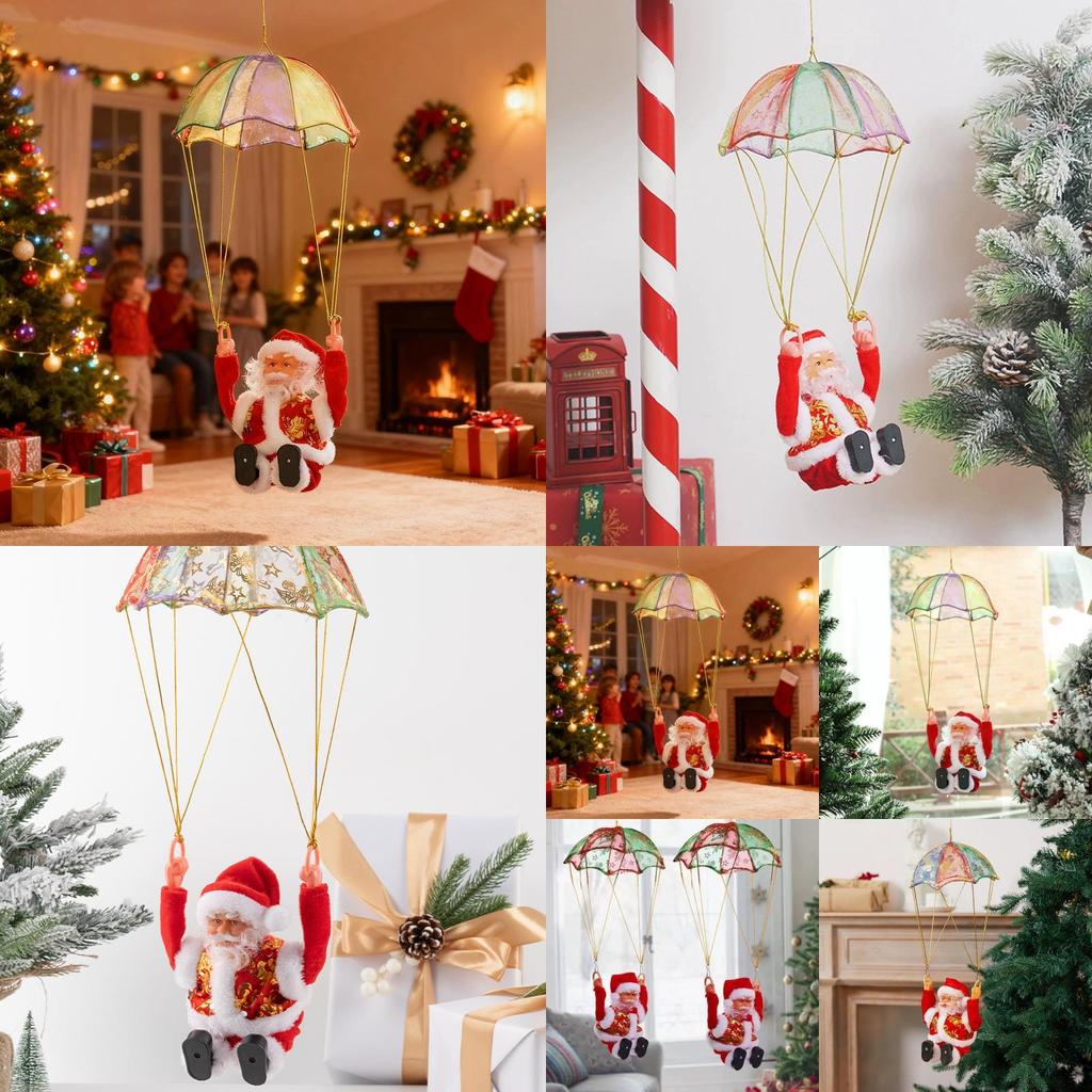 Christmas Santa Electric Parachute Toy With Music And Light For Kids Holiday Decor