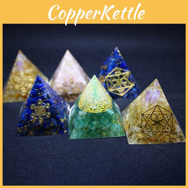 Stunning Orgonite Pyramid Featuring Vibrant Natural Crystal Macadam For Reiki Healing