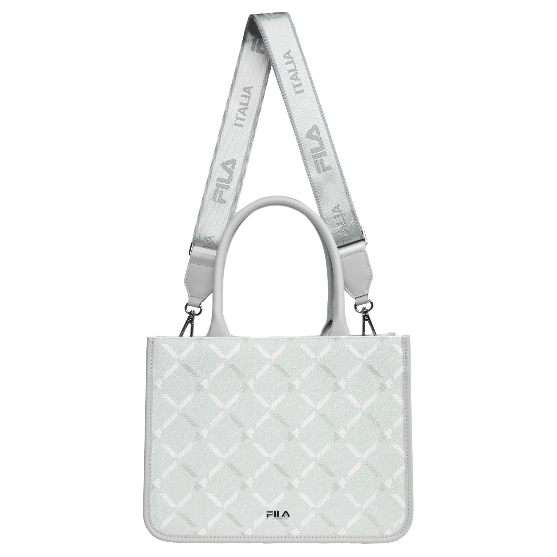 FILA White Fashion Classic Floral Casual Commuter Versatile Adjustable Detachable Shoulder Strap PU Tote Bag Women bags Gray F53W623161FGY Elegant Gray